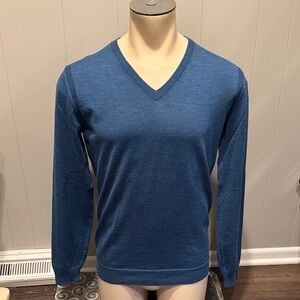 Boss Hugo Boss Men's Medium Wool Deep Blue V-Neck Sweater
